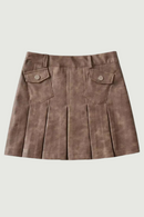 Women Autumn Street Style Pleated Shorts Skirts Mid Waist Mini Skirt Chic