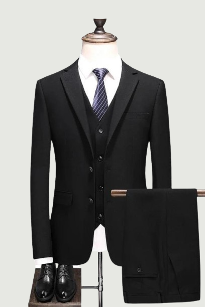 Black Suits for Men Latest Coat Pant Waistcoat Designs Formal Male Suit Luxury Slim Fit Mens Wool Suits