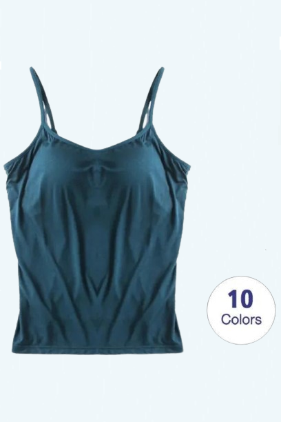 Women Tank-Top With Chest Pad Stretchable Push Up Tops Camisoles Tube Vest Sleeveless Casual