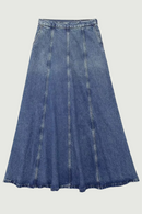Denim Long Skirt Women Casual Wide Long Skirt Chic Lady Female Clothing