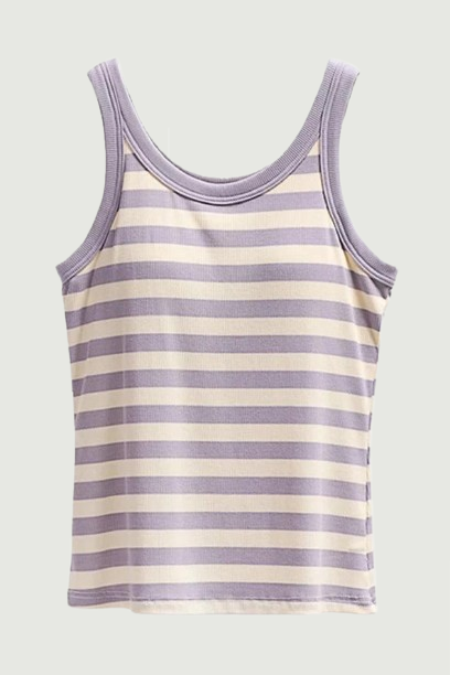 Women's Ribbed Bra Tank Top Tanks Striped Camisoles Camis Sando Singlet Vest Sleeveless Sexy Casual