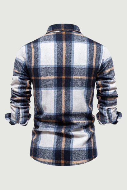 Autumn and Winter Thicken Plaid Shirt for Men Over Jacket Men Casual Classic Double Pockets Mens Shirts