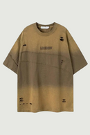 Vintage Hole Ripped Patchwork Couple T-Shirt Hip Hop Streetwear T Shirt Loose Men Women Cotton Tops Tees