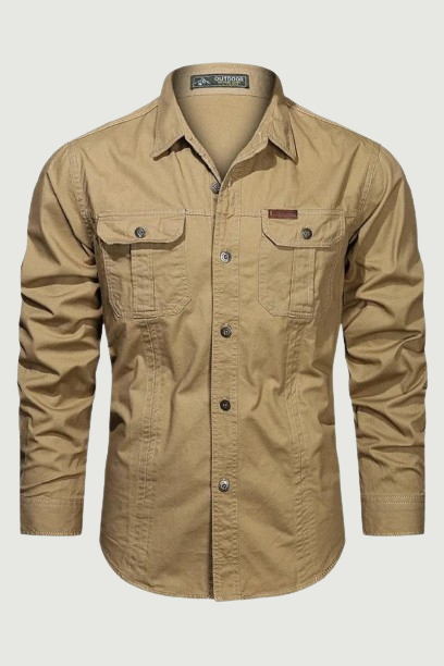 Men Military Outdoor Shirts Multi-pocket Tooling Casual Shirts Man Solid Long-sleeved Shirts