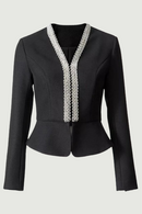 Spring Designing Vintage Style Exquisite Beading Rhinestone Chic Slim Outwear Women Retro Short Blazer