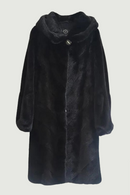 Women Fur Coat Real Mink Fur with Fur Hood Overcoat Winter Warm Full Pelt Natural Fur Coat High Quality Mink Long Coat