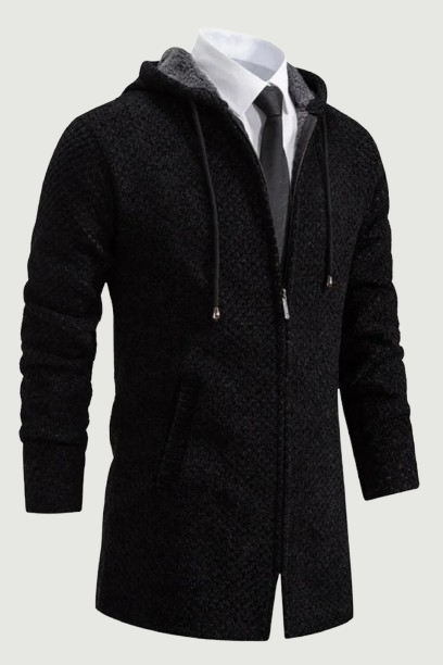 Mid length knitted cardigan men's sweater jacket loose fitting casual plush and thickened sweater outerwear