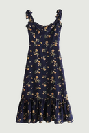 Summer Dress Chiffon Pastoral Style Vintage Ruffle Floral Midi Dress Women