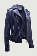 Leather Jackets for Women Twill Leather Short Coat Ladies Lapel Motorcycle