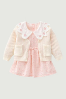 Toddler Floral Dress Outwear Sweater Kids Clothes Set Outfit Autumn Infant Clothing Suit 0-4Y