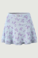 Women Floral Mesh Mini Skirt Sexy Elastic Low Waist A-line Ladies Holiday Summer Skirts