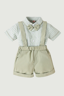Toddler Infant Kid Baby Boy Clothes Set Little Gentleman Plaid Shirt Overalls Shorts Outfits Summer