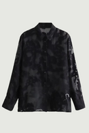 Shirt Women Semi Sheer Chiffon Blouse Female Button Up Elegant Chic Woman Shirts Autumn Long Sleeve Tops