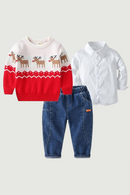 Toddler Christmas Costume for Boy Sweater Shirt Pants Outfit Children Winter Clothing Suits