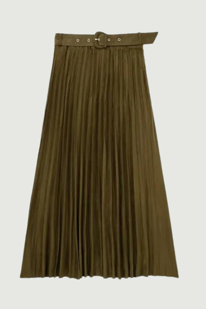 Pleated Skirt Woman With Belt Long Skirts For Women Midi Skirt Autumn Elegant Female Party Skirts