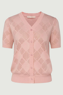 Women Cardigan Hollowed-out Short Sleeve Sweater Knitwear Ladies Solid Casual T-shirt