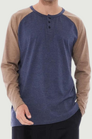 Men Henry Collar Casual Men's Cotton Blouse Shirt Men Neck Buttons Tshirts