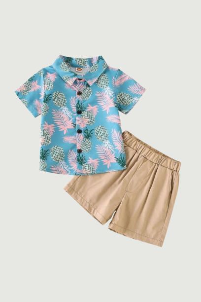 Summer Kids Boys Clothes Pineapple Shirts Tops Shorts Suit Clothes