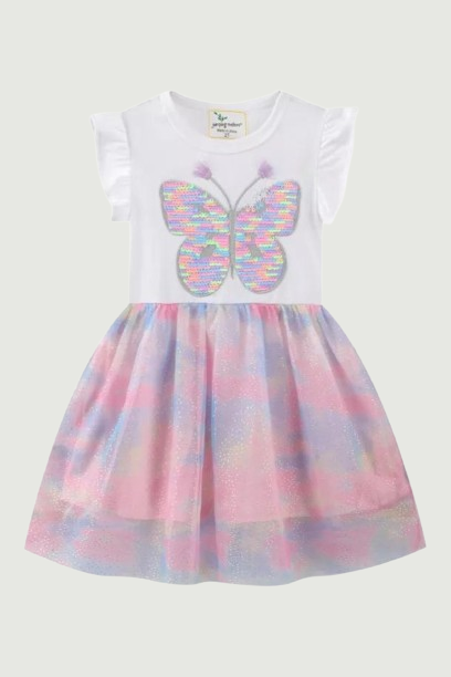 Dresses Princess Sleeveless Butterflies Beading Birthday Gift Toddler Dresses Girls