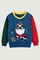 Boys Girls Sweatshirts Santa Claus Embroidery Long Sleeve Baby Hooded Sport Shirts Autumn Spring Tops