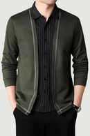 Spring and Autumn Men Sweater  Smart Casual Shirts Square Collar Knitted Sweater