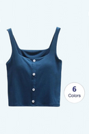 Ribbed Bra Tank Top For Women Crop Camisole Sando Singlet Vest Square Neck Sleeveless Sexy Casual