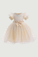 Kids Princess Dress For Girls Bow Birthday Party Dresses Short Sleeve Children Costume Flower Girl Wedding Bridesmaid