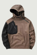 Men Functional Hoodies Hip Hop Streetwear Block Patchwork Sweatshirt Pullover Men Hoodie