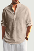 Men's Cotton and Linen Shirt Casual Blouse Loose Tops Long Sleeve Tee Shirt Spring Autumn Casual  Men's Shirts