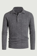 Men's Slim Base Shirt Lapel Sweater Knitwear Jacquard Autumn and Winter Sweater Coat Thickened Men's