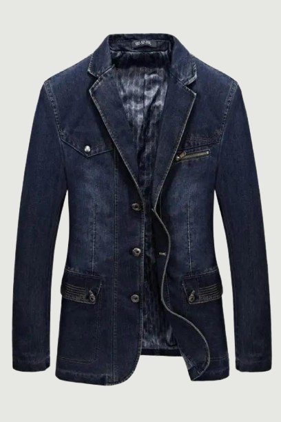 Denim Trench  Autumn Winter Denim Jacket Men Lapel Collar Washed Coat Men