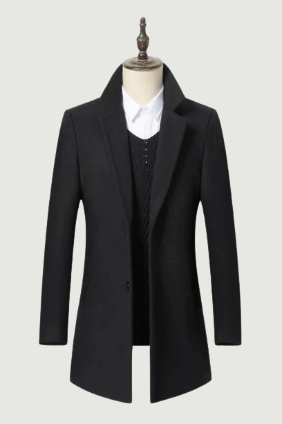 Autumn Winter Men's Long Section Wool Coat Business Casual Classic Style Slim Fit Woolen Jacket