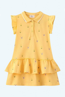 Summer Kids Girls Party Dresses Yellow Toddler Kids Frocks Short Sleeve Birthday Baby Dresses