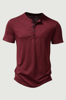 Bamboo Cotton Henley T-Shirts Men Slim Fit Short Sleeve Men Causal
