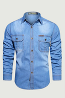 Men's Spring Denim Thin Shirt Soft Cotton Slim Fit Jeans Cowboy Streetwear Male Autumn Shirts