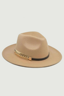 Fedora bowler hat Metal leaf belt autumn winter woolen felt hat panama woolen jazz hat