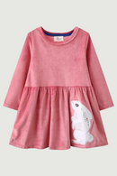 Winter Bunny Fleece Dresses Toddler Kids Clothing Princess Party Dress Costume Frocks