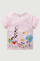 summer T-Shirts For Girls cute O-Neck kids tops Regular summer children t shirts lovely pink clothes