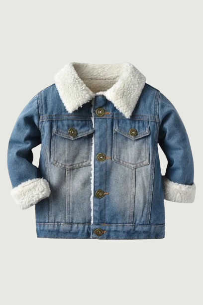 Winter Toddler Baby Boys Girls Denim Warm Jacket Kids Fleece Thicken Lapel Coat Tops Children Flannel Outerwear