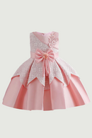 Baby Girls High Quality Flower Dress With Pearl Infant Kids First Princess Birthday Party Dress Toddler Clothing