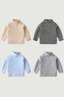 Autumn Winter Children Clothes Baby Boys Girls Stripe Turtleneck Long Sleeve T Shirt Cotton Pullover Tops Kids Outfit