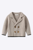 Baby Boys Winter Knit Coat Kids Double Breasted Turn-down Collar Sweater Jacket Children Vintage Knitted Cardigan