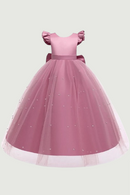 Flower girl's birthday communion party beaded dress Year's Christmas Girl Princess small flying sleeve Tutu small dress