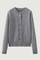 Autumn Women Front Button O Neck Long Sleeve Knit Cardigan Coat