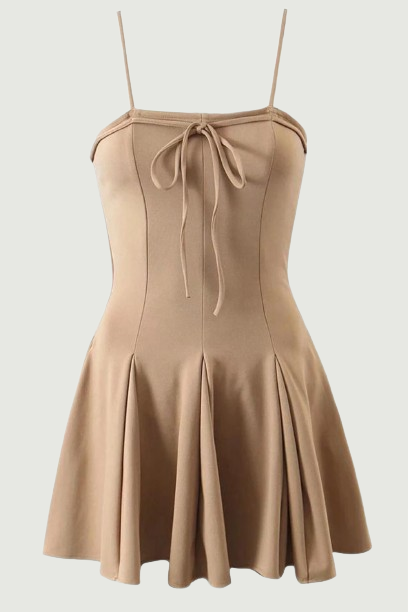 Women Bow Lace Up Sling Sexy Dress Vintage Solid Ladies Short Summer Dress Romantic Female