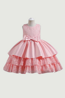 Girls Flower Dresses For Wedding and Party Kids Princess Lace Bowknot Birthday Performance Costumes Children Clothing