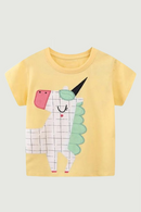 Jumping Meters Summer Unicorn Applique Girls T Shirts Baby Clothing Short Sleeve Kids Tees Animals Tops Shirts