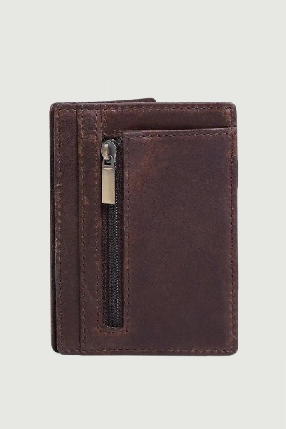 Men Magic Wallet Genuine Leather Card Holder with Coin Pocket Business Thin Minimalist RFID Man Purse Money Bag Cash Clip