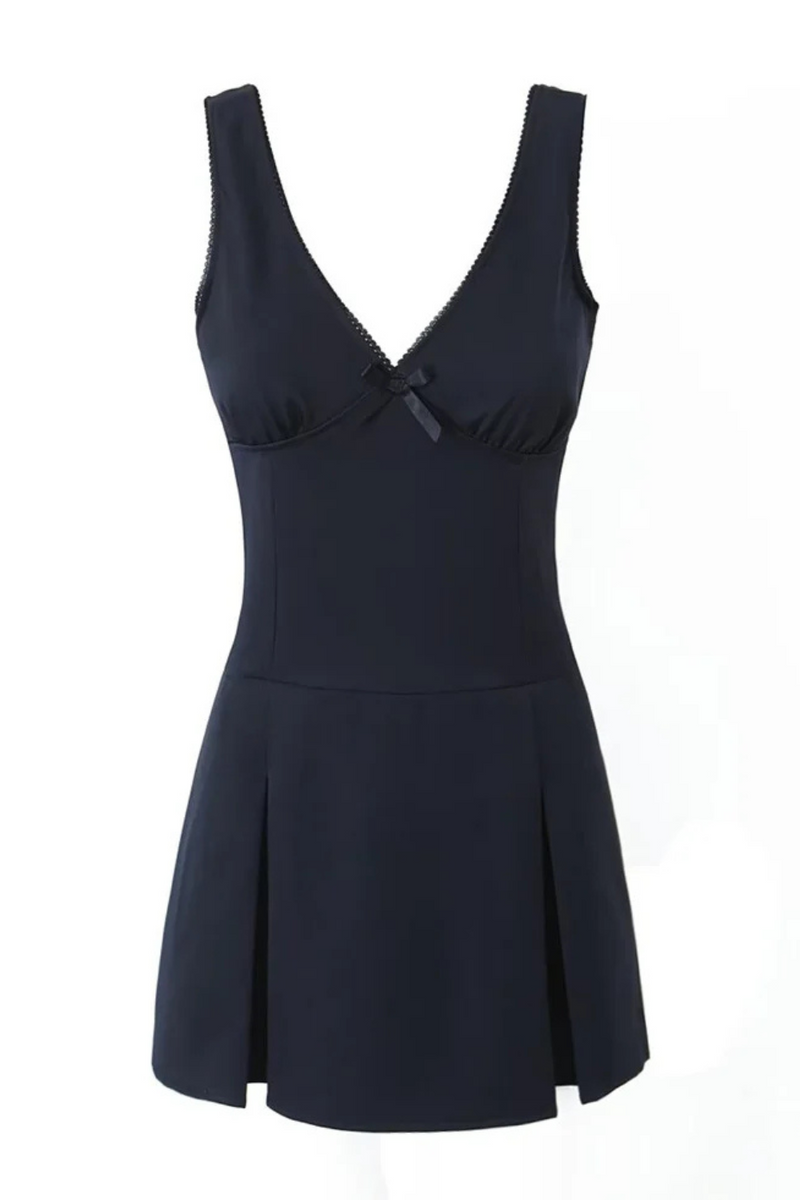 Spring Product Women's French Small Stand Slimming Design Sense Temperament Sleeveless Deep V Dress