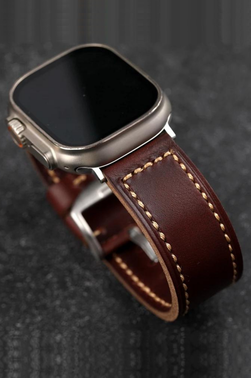 Handmade First Layer Leather Suitable For Apple Watch 49 45 44MM Leather Strap 8 /7Ultra Thickened Iwatch Men Brace